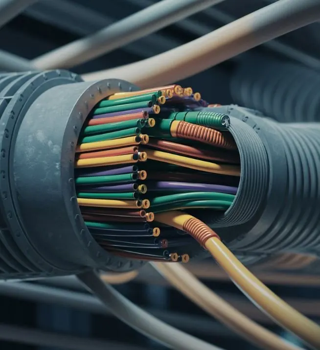 Close-up of multicore control cables